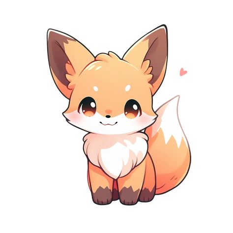 Cute Kawaii Little Fox Smiling Sticker. Kawaii Fox Art, Chibi Fox Drawing, Kawaii Fox Drawing, Cute Fox Stickers, Cute Fox Drawing Kawaii, Cute Fox Drawings, Fox Cute Drawing, Fox Cartoon Drawing, Cute Kawaii Animals Drawing