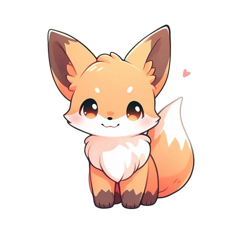 Cute Kawaii Little Fox Smiling Sticker. Kawaii Fox Art, Chibi Fox Drawing, Kawaii Fox Drawing, Cute Fox Stickers, Cute Fox Drawing Kawaii, Fox Cute Drawing, Cute Fox Drawings, Fox Cartoon Drawing, Cute Kawaii Animals Drawing