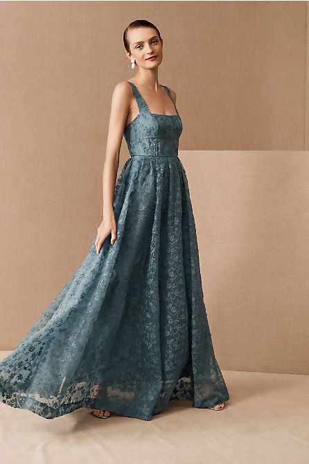 Limited Edition: Blue Floral Bridesmaid Dresses - BHLDN - BHLDN Haute Couture, Black Lace Ball Gown, Wedding Guest Dress Inspiration, Organza Maxi Dress, Black Tie Optional Wedding, Black Tie Wedding Guest, Black Tie Gown, Printed Bridesmaid Dresses, Black Tie Wedding Guest Dress