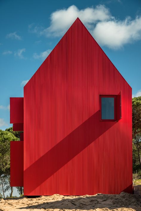 Architecture Cool, Red Houses, Building Costs, Farm Buildings, Design Exterior, Modern Barn, Red House, Fiery Red, Metal Roof