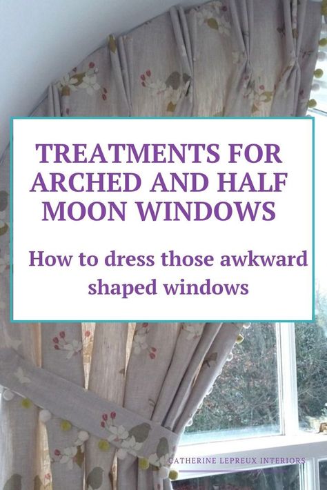 Half Moon Window Treatments, Arch Window Covering Ideas, Curved Window Treatments, Arch Window Treatments, Blinds For Arched Windows, Half Circle Window, Arched Window Coverings, Half Moon Window, Curtains For Arched Windows