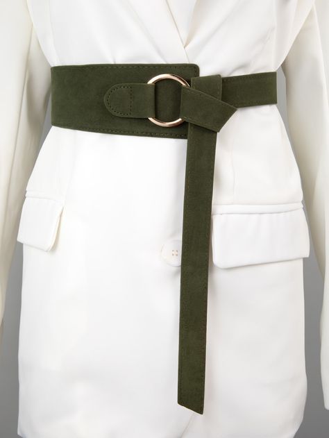 Army Green    PU Leather  Wide Belts Embellished   Women Accessories Couture, Outfit With Belts Women, Interesting Belts, Fabric Belts For Women, Types Of Belts, Cool Belts, Cute Belts, Belt Patterns, Leather Belts For Women