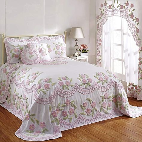 Twin Bedspreads, Queen Bedspread, Rose Queen, How To Clean Pillows, Cotton Bedspread, Chenille Bedspread, Linen Bedroom, Quilted Bedspreads, Bedspread Set