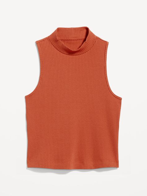 mock neck sleeveless straight hem fitted hits below waist models are approx.  5'9" and wear sizes s (size 4), l (size 12) and xl (size 18) Mock Neck Tank Top, Mock Neck Tank, Rib Knit Top, Stones Throw, High Neck Tank Top, High Neck Tank, Jack Black, Knitted Tank Top, Sky High