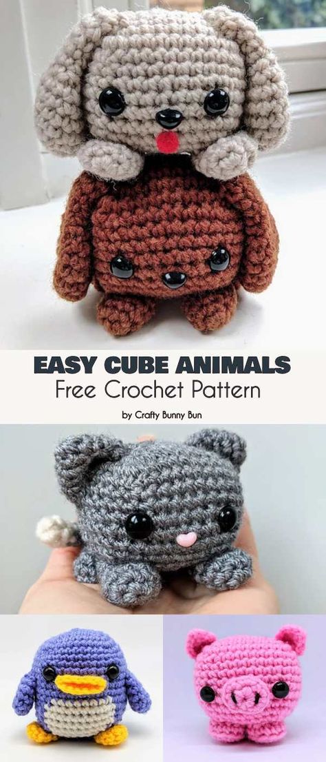 Cube Kitty Cat Amigurumi Free Crochet Pattern | Your Crochet Simple Free Amigurumi Pattern, Fast And Easy Crochet Toys, Crochet Square Amigurumi, Cube Kitty Cat Amigurumi Free Crochet Pattern, Amurgami Crochet Free, Best Friend Crochet Patterns, Easy Amigurumi For Beginners Free Pattern, Cube Amigurumi Free Pattern, Knot Monsters Crochet