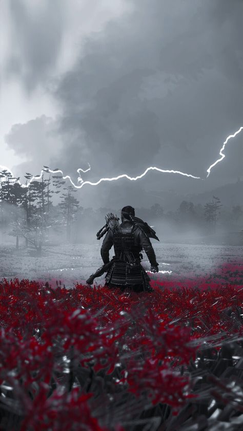 Ghost Of Tsushima Wallpaper 4k, Ghost Of Tsushima Wallpaper, Ghost Of Tsushima Art, Jin Sakai, Japanese Art Samurai, Red And Black Background, The Witcher Wild Hunt, Cd Cover Design, Samurai Wallpaper