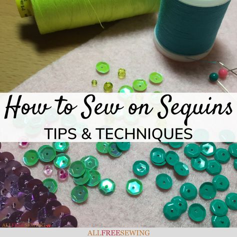 Applying Sequins Diy, Add Sequins To Dress Diy, Sequin Applique Diy, How To Sequin Tutorials, How To Sew Sequins Tutorials, Add Sequins To Shirt Diy, How To Sequin, Sequin Design Ideas, Adding Sequins To A Dress Diy