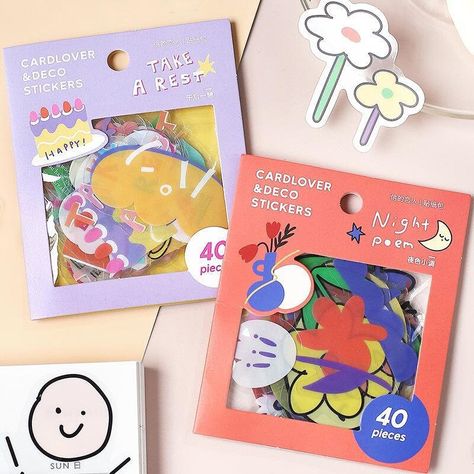 Kawaii, Pink Sticky Notes, Doodle Sticker, Stickers Packaging, Kawaii Sticker, Reminder Stickers, Stationery Packaging, Craft Packaging, Sticker Packs