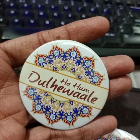 Customized wedding badges✨ What'sapp 9679727880 to place your orders! #wedding #weddingbadge #customizedbadge #badges #brooches Wedding Brooches, Wedding Pins, Wedding Badges, Ring Plate, Mehndi Decor, Wedding Crafts Diy, Wedding Brooch, Latest Mehndi Designs, Wedding Card Design