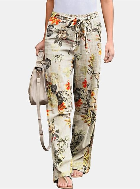 Flower Pants, Autumn Design, Womens Trousers, Summer Yellow, Neckline Designs, Vestidos Vintage, Print Style, Fall Design, Floral Pants