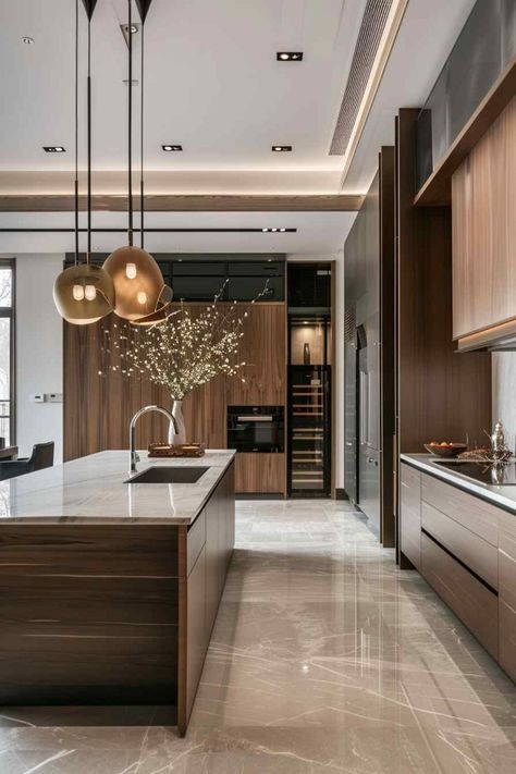 kitchens japandi Open Plan Kitchen Living Room Japandi, Neutral Earthy Kitchen, Contemporary Classic Kitchen, Modern Japandi Kitchen, Cuisine Japandi, Modern Brown Kitchen, Japandi Interiors Kitchen, Light Airy Kitchen, Japandi Kitchen Ideas