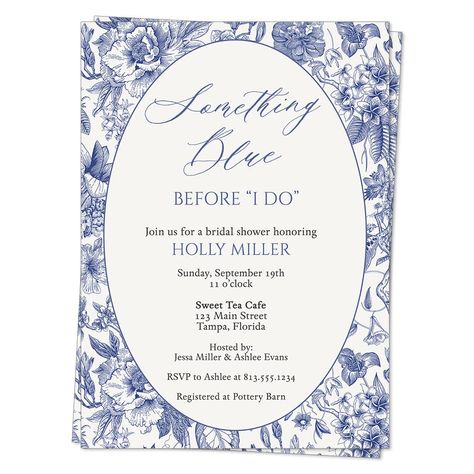 PRICES MAY VARY. ♥ Invite your guests to a Something Blue Before I Do shower (or any theme you want to add a touch of class to) with this beautiful invitation featuring blue florals and a traditional design. ♥ Includes 12 Invitations and 13 White Envelopes. ♥ Invitations measure 5x7 inches and are custom printed with your event details. ♥ Printed on high quality matte smooth finish card stock. ♥ All our products are Made with Love in the USA. ♥ Female owned & veteran owned small business. ♥ Invi Old Money Bridal Shower Ideas, Something Blue Before I Do Shower Theme, Something Blue Before I Do, Something Blue Bridal Shower Ideas, Blue Bridal Shower Themes, Bridesmaid Invitations, Bridal Shower Themes, Bachelorette Decor, Elopement Party