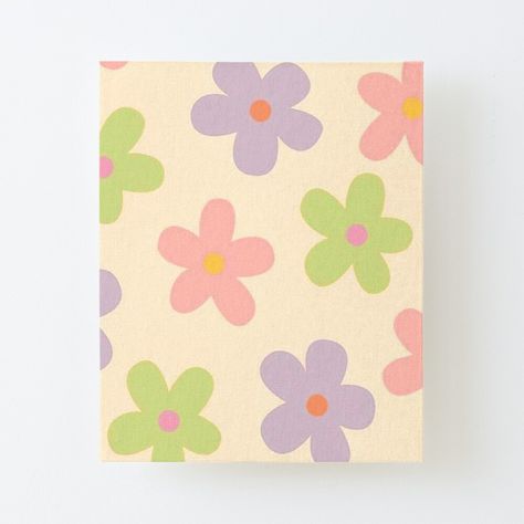 Pastel Flowers by sarahgloria | Redbubble Cute Simple Flower Paintings, Light Pink Painting Ideas, Simple Flower Painting Ideas On Canvas, Easy Flowers Paintings, Cute Flower Paintings Easy, Cute Flower Painting Ideas, Easy Pastel Paintings, Cute Acrylic Painting Ideas Easy, Pink Flower Painting Easy