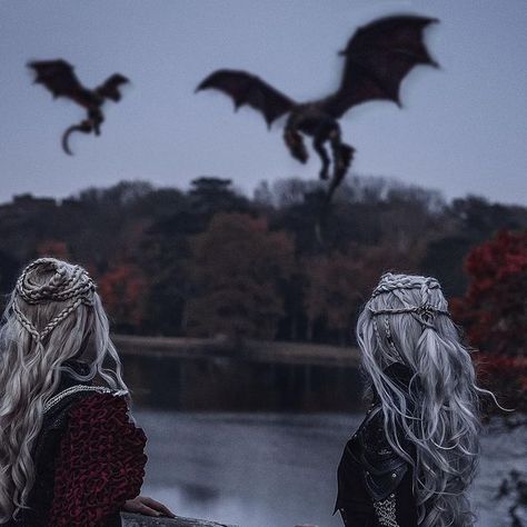 Elarie Photography on Instagram: "Dracarys! _____ And now, our most stolen picture ever🥹😂 _____ Daenerys Targaryen @marilis.inari Rhaenyra Targaryen @elarie_elarie Picture taken by @kathis_corner Edit @elarie_elarie _____ #hbo #hbohouseofthedragon #hbogameofthrones #gameofthrones #houseofthedragon #dragon #targaryen #daenerystargaryen #daenerys #rhaenystargaryen #warrior #queen #khaleesi #drogon #bendyourknee #gameofthronesedit #cosplay #costume #cosplaycostume #cosplayphotography #photography #photoshoot #photoshop #adobe #adobecreativecloud #fireandblood #nikon #cosplayphotography #cosplayphotoshoot #cosplayphotographer #edit" Stolen Picture, Fire Warrior, Game Of Thrones Poster, Fire And Blood, Targaryen Art, House Of Balloons, Targaryen Aesthetic, Rhaenyra Targaryen, Hbo Game Of Thrones