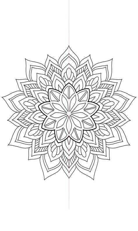 Mandala Tattoo Template, Mandala Outline Tattoo, Simple Mandala Tattoo Design Pattern, Mandala Outline Design, Mandala Tattoo Outline, Mandala Drawing Tattoo, Mandala Dotwork Tattoo Design, Mandala Tattoo Stencil, Mandala Tattoo Mann