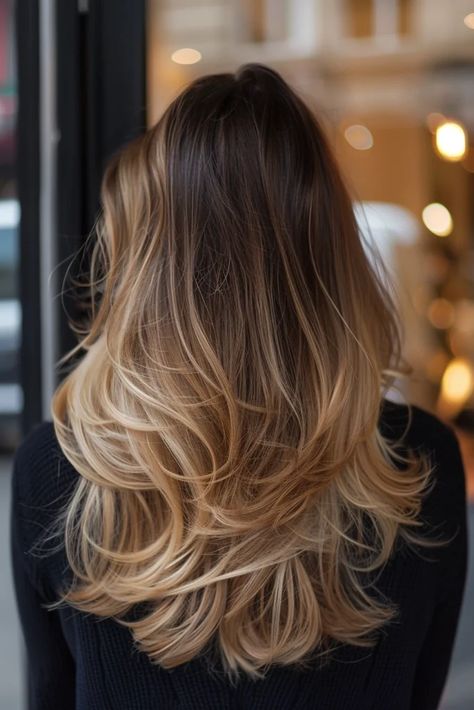 Balayage, High Blended Balayage, Cute Haircuts And Dye, Full Bolyoge, Ombre Hair Color For Brunettes Blonde, Natural Ombre Hair Brunette, Brown To White Ombre Hair, Blond Ends On Brown Hair, Brown Blonde Hair Color Ideas