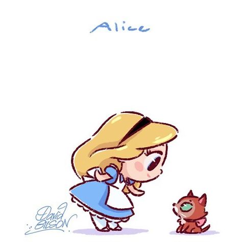 The Art of David Gilson | Alice & Dinah | Alice in Wonderland | Alicia en el país de las maravillas | @Dgiiirls Disney Kızları, David Gilson, Disney Kawaii, Chibi Disney, Disney Doodles, Disney Cuties, Kawaii Disney, 디즈니 캐릭터, Prințese Disney