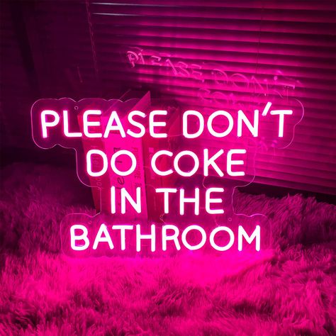 Neon Signs Bar, Neon Bathroom, Hot Pink Bathroom, Hot Pink Bedrooms, Hot Pink Room, College Living Rooms, Pink Apartment, College Bathroom, Girls Apartment