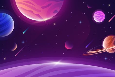 Space Background Computer, Space 16:9, Cartoon Space Background, Space Background Landscape, Space Background Galaxies, Space Background Cartoon, Planets Background, Galaxy Vector, Universe Landscape