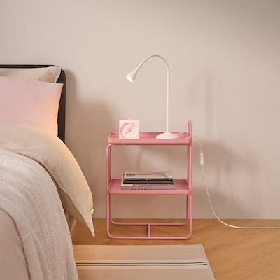 Nightstands and Bedside Tables - Modern & Affordable - IKEA Bedside Table Shelf, Pink Side Table, Meja Nakas, Shelf Bedside Table, Outdoor Bedroom, Side Table Decor, Прикроватные Тумбочки, Table Shelf, Table Shelves