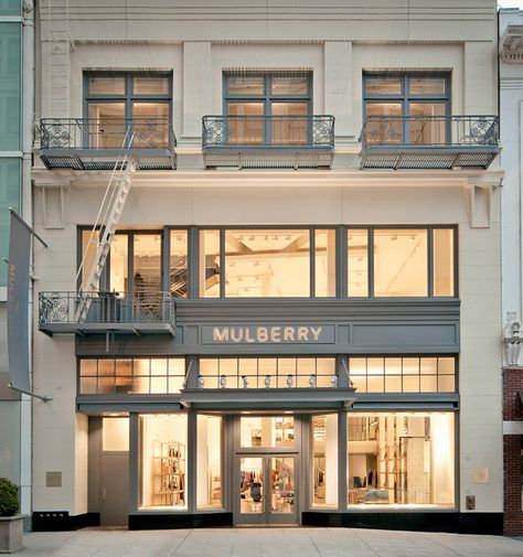 \"Mulberry San Francisco Boutique Exterior, Retail Facade, Shop Facade, Storefront Design, Shop Fronts, Shop Front Design, Shop Front, Retail Design Blog, Building Exterior