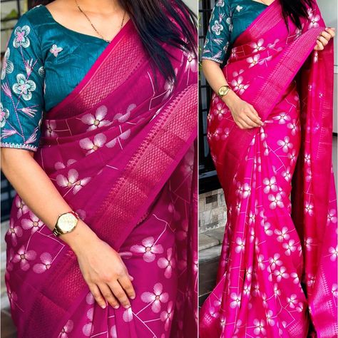 *Designe-MANJIRI*✨ .*A perfect printed saree with contrast blouse combination for your daily drape.* *Product details*👇🏻 *Fabric-* *Saree- muslin cotton.* *Blouse- Mono Banglori.* *Size-* *Saree-5.5mtr* *Blouse- 1mtr* *Pattern-* *Saree- printed saree & zari jacquard border with tussles in pallu.* *Blouse- contrast tread work with sequins.* *849+ship Chek Dm for order whatsup 8309874411 or Dm to @hansicollections inbox folder #hansicolletions #sareestyleblogger #trendingreels #instag... Saree With Contrast Blouse, Contrast Blouse, Printed Saree, Fancy Dress Design, Cotton Blouse, Printed Sarees, Muslin Cotton, Cotton Blouses, Dress Design