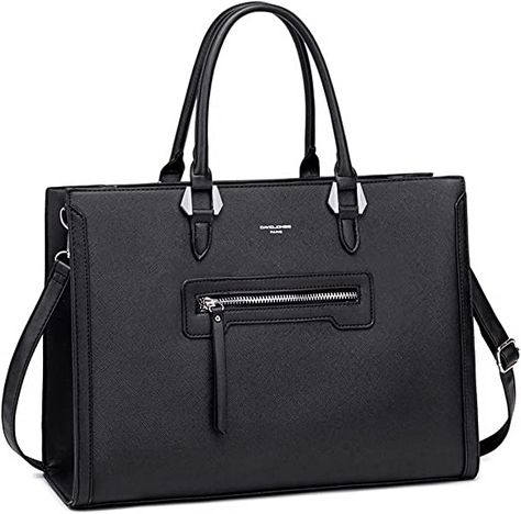 David Jones - Women's Large Top-Handle Handbag - Shopper Tote Bag PU Leather - Business Work School Satchel Briefcase - Big Capacity A4 Shoulder Crossbody Bag - Elegant Travel Student - Black: Amazon.co.uk: Shoes & Bags School Satchel, Tote Bags For School, Girls Handbags, Mode Chic, Business Work, Top Handle Handbags, Shopper Tote, Black Tote Bag, Beautiful Bags