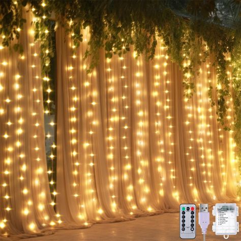 PRICES MAY VARY. [8 Modes Settings and Auto Timer] these LED curtain string lights come with remote control with 8 light modes: combination, waves, sequential, slow glow, chasing/flash, slow flash, twinkle/flash and steady on. The fairy curtain lights also have a memory function, convenient for your next use, easy to set up and with nice brightness, ideal for Christmas curtain decor, add a nice touch to your Christmas; Note: remove the insulating gasket before use the remote control [13 Light St Christmas Curtain Decor, Fairy Light Curtain, Tapestry Backdrop, Window Wall Hanging, Waterfall Lights, Wall Hanging Lights, Bedroom Christmas, Led Curtain Lights, Curtain String Lights