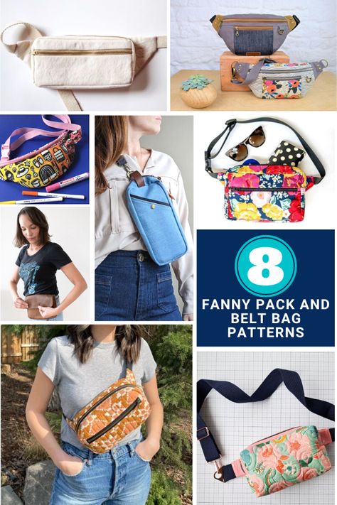 8 Fanny Pack and Belt Bag Sewing Patterns - Sewing With Scraps Fanny Pack Pattern Free, Hip Bag Pattern Free, Fanny Bag Pattern, Crossbody Bag Pattern Free, Belt Bag Sewing, Free Fanny Pack Pattern, Fanny Pack Diy, Fanny Pack Sewing Pattern, Hip Bag Pattern