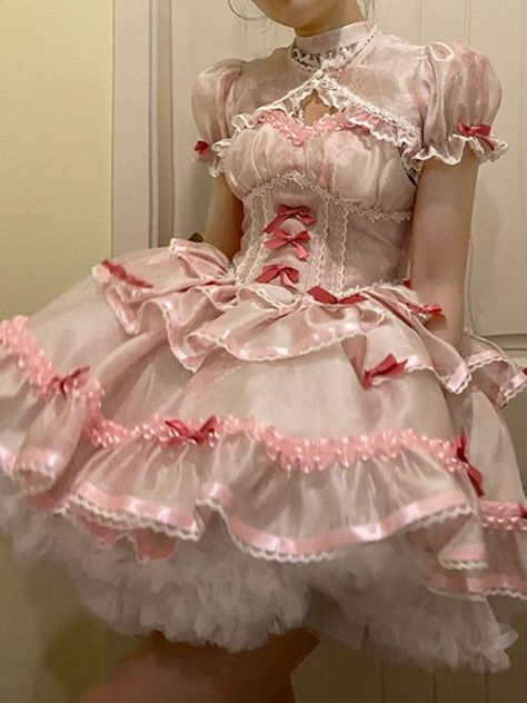 ♡ Sweet Ballet ♡ - Dolly Dress -  #Ballet #Dolly #Dress #Sweet How To Style A Pink Dress, Pony Town Dress Ideas, Maid Outfit Pink, Cvnty Outfits, Cutecore Dress, Draculaura Dress, My Melody Dress, Pink Fluffy Dress, Webtoon Outfits