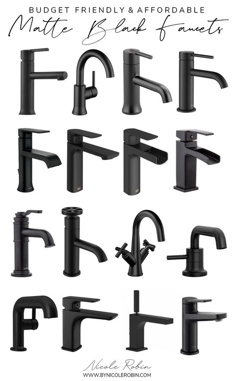 Simple Home Updates, Black Fixtures Bathroom, Black Hardware Bathroom, Powder Room Refresh, Matte Black House, Gorgeous Bathrooms, Black Bathroom Fixtures, Delta Faucets Bathroom, Black Faucets