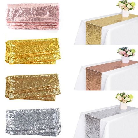 Free 2-day shipping. Buy Sequin Table Runners Sparkly Rose Gold Silver Champagne Tablecloth Wedding Birthday Party Christmas Holiday Banquet Catering Dining Room Kitchen Decorations, 12"x118''/108"/72'' at Walmart.com Gold And White Decorations Party Ideas, Champagne Tablecloth Wedding, Champagne Tablecloth, Rose Gold Party Theme, Rose Gold Table, Tablecloth Wedding, Gold Table Runners, Rose Gold Party Decor, Sequin Table Runner