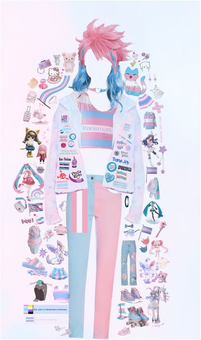 Trans Flag Outfit, Trans Outfit Ideas, Trans Pride Outfit, Trans Clothes, Transfemme Fashion, Trans Girl Outfits, Trans Outfits, Trans Outfit, Pride Fashion