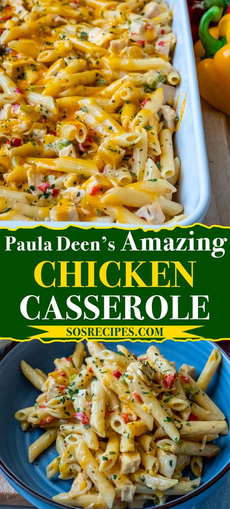 HOW TO MAKE PAULA DEEN'S AMAZANIG CHICKEN CASSEROLE? This creamy chicken casserole from Paula Deen, very tender and made with lots of cheese is a perfect dinner for the whole family. The sauce is easy to make and contains cream and cheese which gives this particular casserole a creamy texture. It's a great dinner for tonight! Paula Deen's Amazing Chicken Casserole, Paula Dean's Amazing Chicken Casserole, Chicken Vegetables Casserole, Paula Deen's Chicken Casserole, Paula Deans Chicken Casserole Recipes, Paula Dean Casserole Recipes, Paula Deen Chicken Recipes, Paula Dean Chicken Casseroles, Paula Deen Casserole