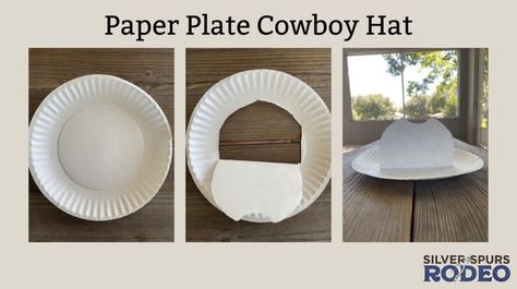 Paper Plate Cowboy Hat Craft #ArtsAndCrafts #KidsCrafts #Crafts #DIY #Farm #WildWest Western Day Preschool Activities, Western Songs For Preschool, Paper Plate Cowboy Hat, Paper Cowboy Hat Craft, How To Make A Cowboy Hat Out Of Paper, Cowboy Hat Craft Preschool, Diy Paper Cowboy Hat, Preschool Cowboy Crafts, Preschool Western Crafts