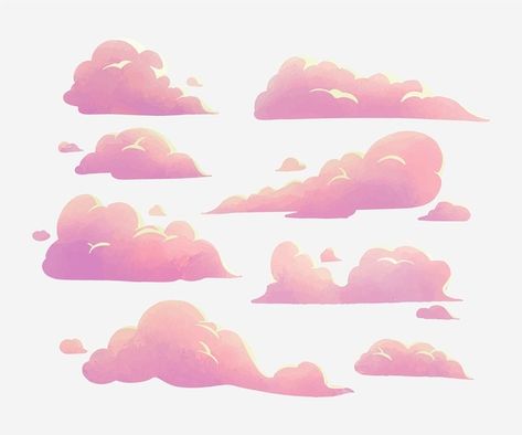 Croquis, Cool Cloud Drawings, Clouds Illustration Vector, Pink Clouds Drawing, Aesthetic Cloud Drawing, Cloud Illustration Drawing, Cloudy Sky Drawing, Illustrative Clouds, Cloud Illustration Design