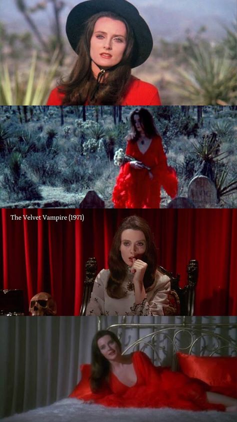 Movie Cinema Vampire Horror Terror Red Cinematography The Velvet Vampire 1971, The Velvet Vampire, Recipes You Have To Try, Whimsigoth Movies, Vintage Vampire Aesthetic, Vampire Movies List, Gothic Films, Velvet Vampire, Witch Movies