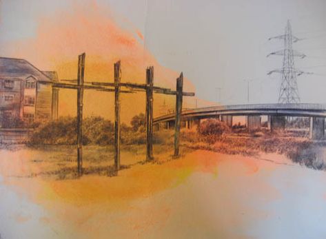ART BLITZ - Laura Oldfield Ford Nature, Laura Oldfield Ford, Laura Oldfield, Big Drawings, Industrial Artwork, Industrial Landscape, Personal Investigation, Sixth Form, City Sketch