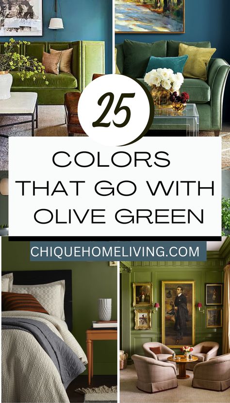 Rooms With Olive Green Sofas, Color Combo With Olive Green, Olive Green Living Room Furniture, Olive Colored Walls, Rust And Olive Green Living Room, Green Couch Living Room Ideas Decor, Olive Green And Red Living Room, Olive Green And Purple Living Room, Brown Cream And Green Living Room