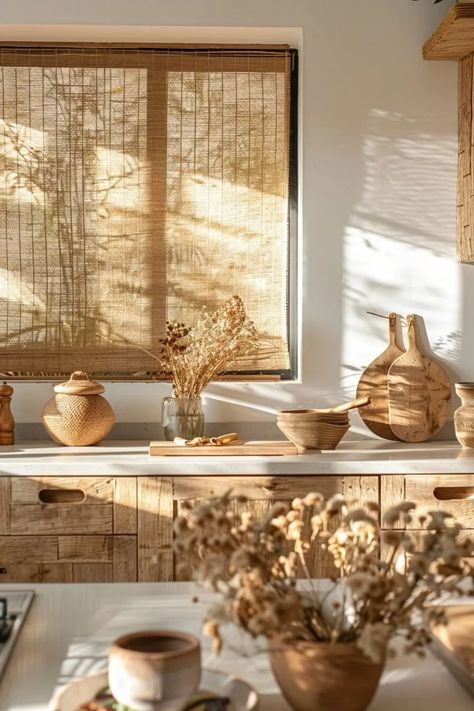 Bring a touch of the outdoors inside with Natural Rattan Filters as boho kitchen curtains. These woven blinds exude a warm, organic charm, perfectly aligning with the boho ethos of incorporating natural elements into decor. Ideal for providing privacy and filtering light, they add texture and rustic appeal to any kitchen setting. Their robust and earthy look complements a kitchen that features natural materials and neutral colors. Explore our collection of natural rattan filter options to enhance the earthiness of your kitchen. Rattan Blinds, Boho Kitchen Curtains, Woven Blinds, Earthy Vibes, Agriculture Industry, Outdoors Inside, Burlap Curtains, Crochet Curtains, Boho Kitchen