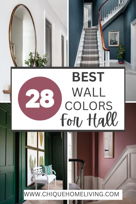 Wall Color For Hallway, Gray Walls Hallway, Front Entry Paint Colors Inside, Entryway Colour Ideas, Best Color For Entryway, Two Tone Entryway Wall Colors, Upstairs Hallway Color Ideas, Home Entrance Color Ideas, Bright Entryway Colors