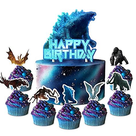 Godzilla Cake Topper, Godzilla Cake, 21st Birthday Cake For Guys, 30th Birthday Cakes For Men, Monster King, Godzilla Party, Men Cake, Godzilla Birthday Party, Godzilla Birthday