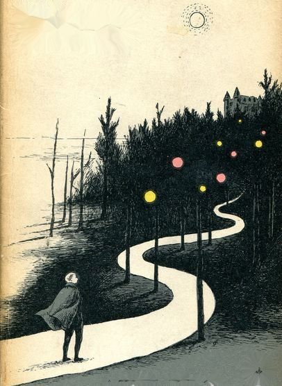 Edward Gorey (Author and Illustrator) [Book Illustration from the cover of "The Wander"] Edward Gorey Books, John Kenn, Arte Peculiar, Edward Gorey, The Wanderer, Best Book Covers, Plakat Design, Beautiful Book Covers, Book Cover Art