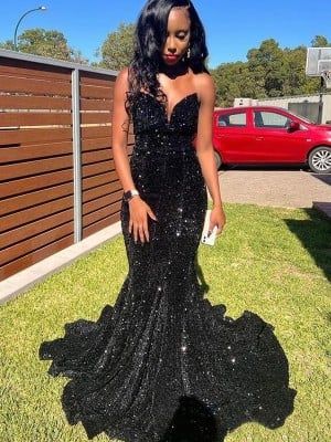 Glittering Dress, Black Sequin Prom Dress, Formal Dresses Mermaid, Trumpet Prom Dress, Black Mermaid Prom Dress, Mermaid Gown Prom, Sequin Evening Gowns, Dress Graduation, Black Mermaid