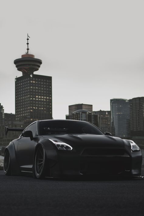 Mean blacked out LibertyWalk widebody Nissan GT-R Tumblr, Liberty Walk Gtr, Gtr Godzilla, Gtr 35, Nissan R35, R35 Gtr, Nissan Gtr R35, Gtr R35, Nissan Skyline Gtr