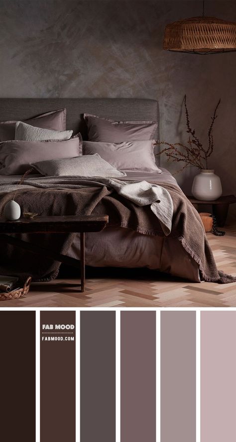 Color inspiration Archives - Fabmood | Wedding Colors, Wedding Themes, Wedding color palettes Grey Mauve Bedroom, Plum Bedroom, Mauve Bedroom, Japandi Bedroom Ideas, Mauve Colour, Japandi Bedroom, Bedroom Colour, Bedroom Colour Palette, Minimalist Bed