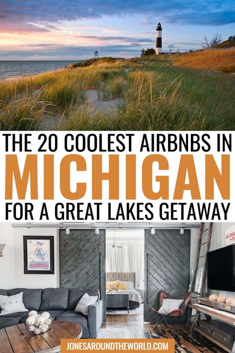 Planning a trip or weekend getaway and looking for the best Airbnb in Michigan? I've compiled this incredible list of Airbnbs in Michigan so you can plan that bucket list road trip to this Great Lakes Midwest state. The fascinating industrial centers with distinct vibes, lakefront communities, woodsy retreats, plus Michigan boasts the most shoreline of any other US state and in turn, some of the most beautiful natural landscapes in the country. #michigan #travel Michigan Airbnb, Midwest Travel Destinations, Michigan Travel Destinations, Michigan Adventures, Best Airbnb, Michigan Girl, Michigan Road Trip, Michigan Summer, Michigan Vacations