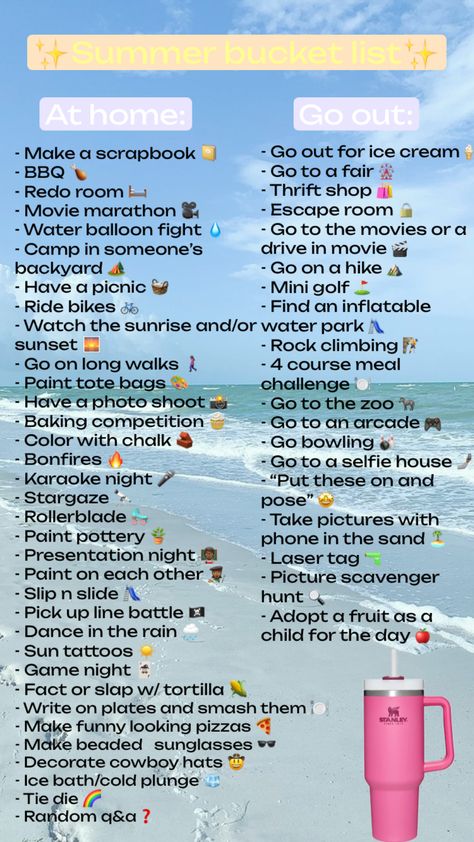 Summer Movies List 2023, Summer Bucket List 2024 Crazy, Cheap Summer Bucket List Ideas, Summer Bucketlist For Teens, Summer 24 Bucket List, Obx Summer Bucket List, Things To Do This Summer 2024, Summer Challenges With Friends, Summer 2024 Ideas