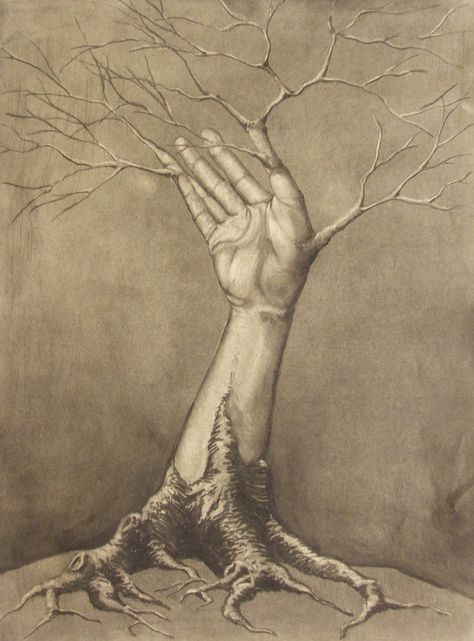 Tree Limb. by Malignanttoast on DeviantArt A Level Art Transformation, Metamorphosis Art, Value Drawing, Images Terrifiantes, Art Tumblr, Gcse Art, Drawing Projects, Tree Drawing, Ap Art