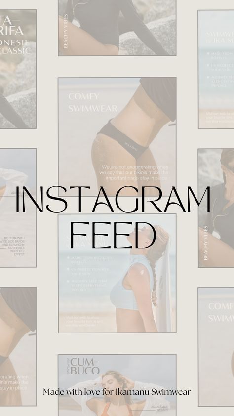 Instagram feed design for a swimwear brand, with aesthetic vintage tropical style. Swimwear Brand Instagram Feed, Swimwear Instagram Feed, Swimwear Packaging, Campaigns Ideas, Swimwear Instagram, Ig Feed Ideas, Inspo Design, Ig Photos, Brand Aesthetic